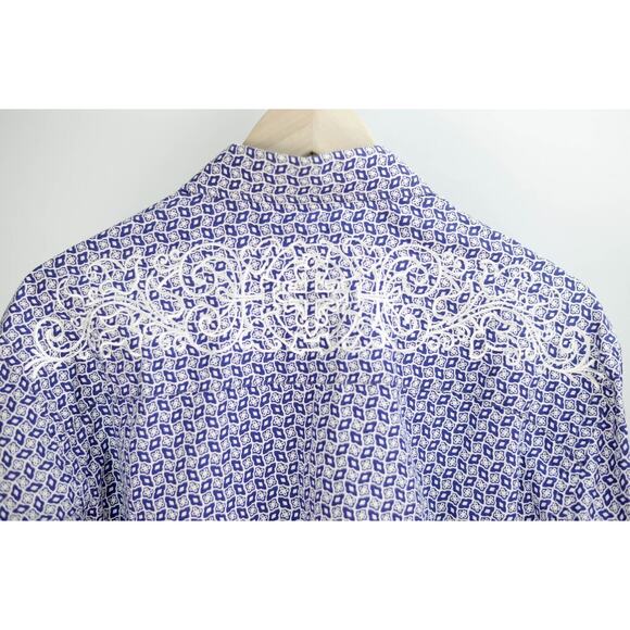 ROBERT GRAHAM LS SHIRT COTTON EMBROIDERY & CONTRASTING FLIP CUFFS M - Picture 6 of 9